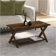 Pemberly Row Contemporary Criss-Crossed Coffee Table in Amber Pine