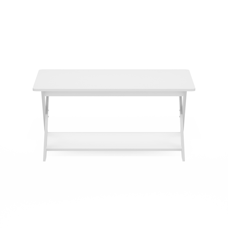 Pemberly Row Contemporary Criss-Crossed Coffee Table in White