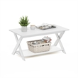 Pemberly Row Contemporary Criss-Crossed Coffee Table in White