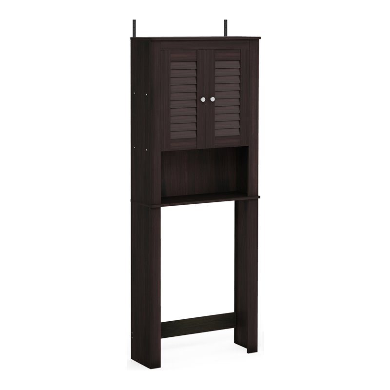Pemberly Row Contemporary Engineered Wood Louver Door Bath Cabinet in Espresso