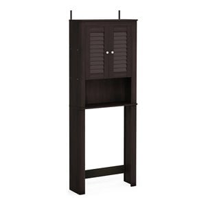 Pemberly Row Contemporary Engineered Wood Louver Door Bath Cabinet in Espresso