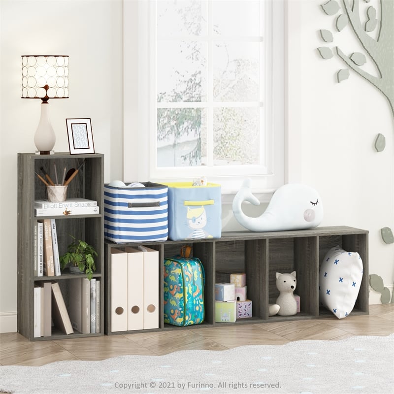 Pemberly Row Contemporary 3-Tier Open Shelf Bookcase in French Oak