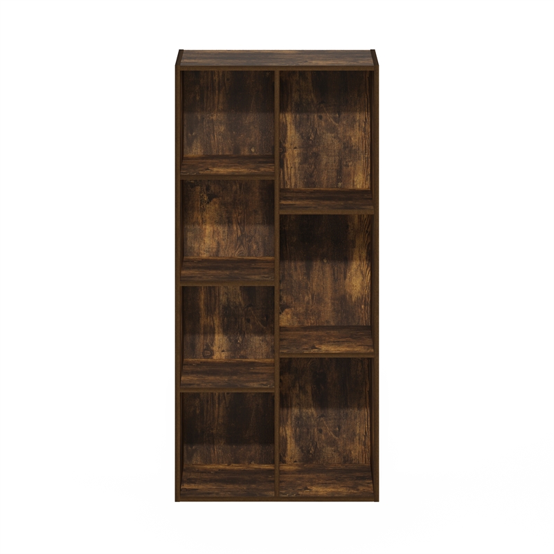 Pemberly Row Contemporary 7-Cube Reversible Open Shelf in Amber Pine