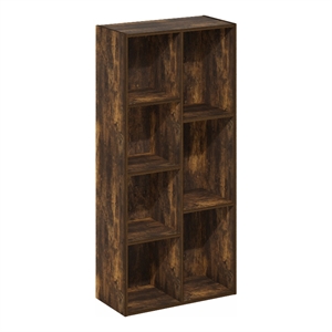 Pemberly Row Contemporary 7-Cube Reversible Open Shelf in Amber Pine