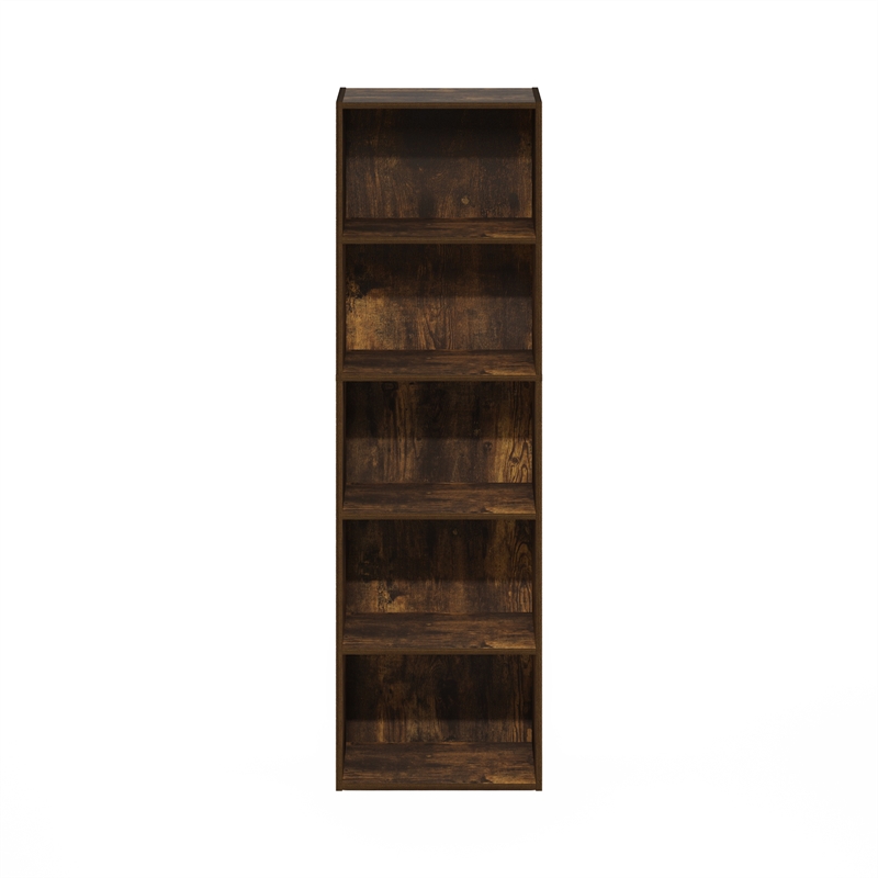 Pemberly Row 5-Tier Reversible Color Open Shelf Bookcase in Amber Pine