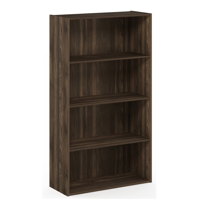 Pemberly Row Contemporary Engineered Wood 4-Tier Open Shelf in Columbia Walnut