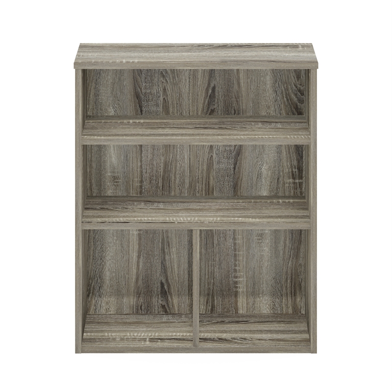 Pemberly Row Contemporary 3-Tier Display Bookcase in French Oak