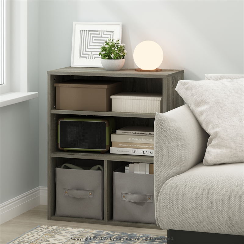 Pemberly Row Contemporary 3-Tier Display Bookcase in French Oak
