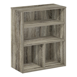Pemberly Row Contemporary 3-Tier Display Bookcase in French Oak
