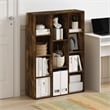 Pemberly Row 11-Cube Reversible Open Shelf Bookcase in Amber Pine