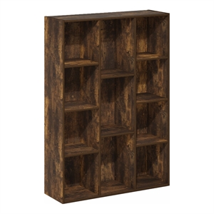 Pemberly Row 11-Cube Reversible Open Shelf Bookcase in Amber Pine