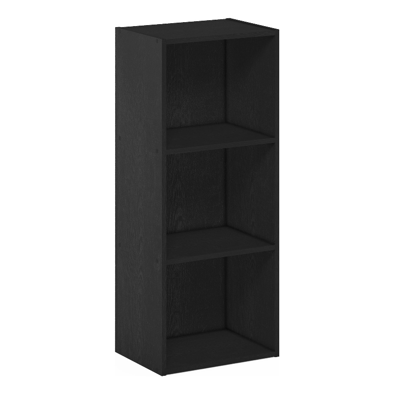 Pemberly Row Contemporary 3-Tier Open Shelf Bookcase in Blackwood