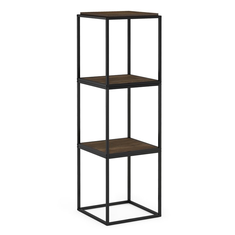 Pemberly Row Engineered Wood 1-Tier Stackable Shelf in Columbia Walnut