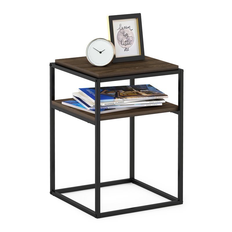 Pemberly Row Engineered Wood 2-Tier Stackable Shelf in Columbia Walnut