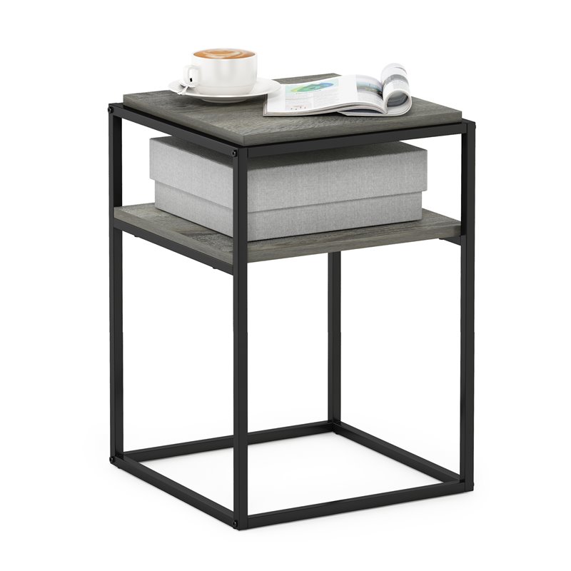 Pemberly Row Engineered Wood 2-Tier Stackable Shelf in French Oak Gray