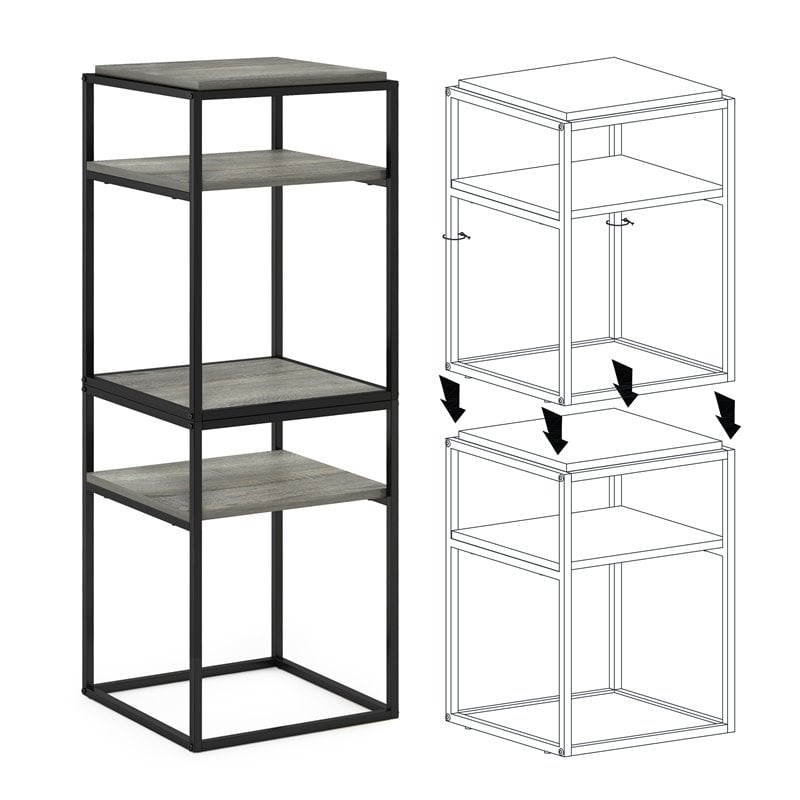 Pemberly Row Engineered Wood 2-Tier Stackable Shelf in French Oak Gray