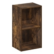 Pemberly Row Contemporary 2-Tier Open Shelf Bookcase in Amber Pine