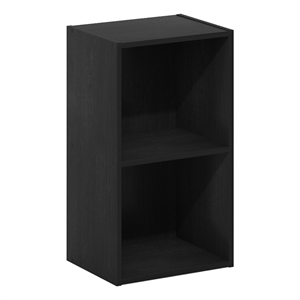 Pemberly Row Contemporary 2-Tier Open Shelf Bookcase in Blackwood