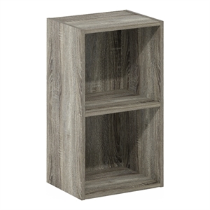 Pemberly Row Contemporary 2-Tier Open Shelf Bookcase in French Oak