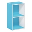 Pemberly Row Contemporary 2-Tier Open Shelf Bookcase in Light Blue/White
