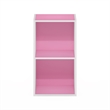 Pemberly Row Contemporary 2-Tier Open Shelf Bookcase in Pink/White