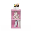 Pemberly Row Contemporary 2-Tier Open Shelf Bookcase in Pink/White