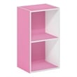 Pemberly Row Contemporary 2-Tier Open Shelf Bookcase in Pink/White