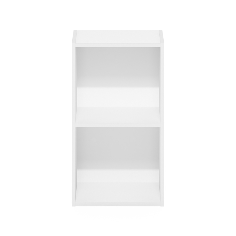 Pemberly Row Contemporary 2-Tier Open Shelf Bookcase in White