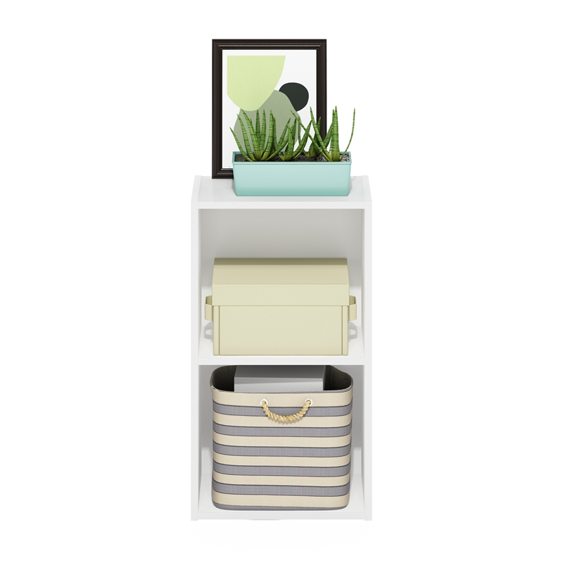 Pemberly Row Contemporary 2-Tier Open Shelf Bookcase in White