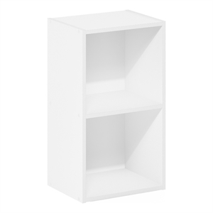 Pemberly Row Contemporary 2-Tier Open Shelf Bookcase in White