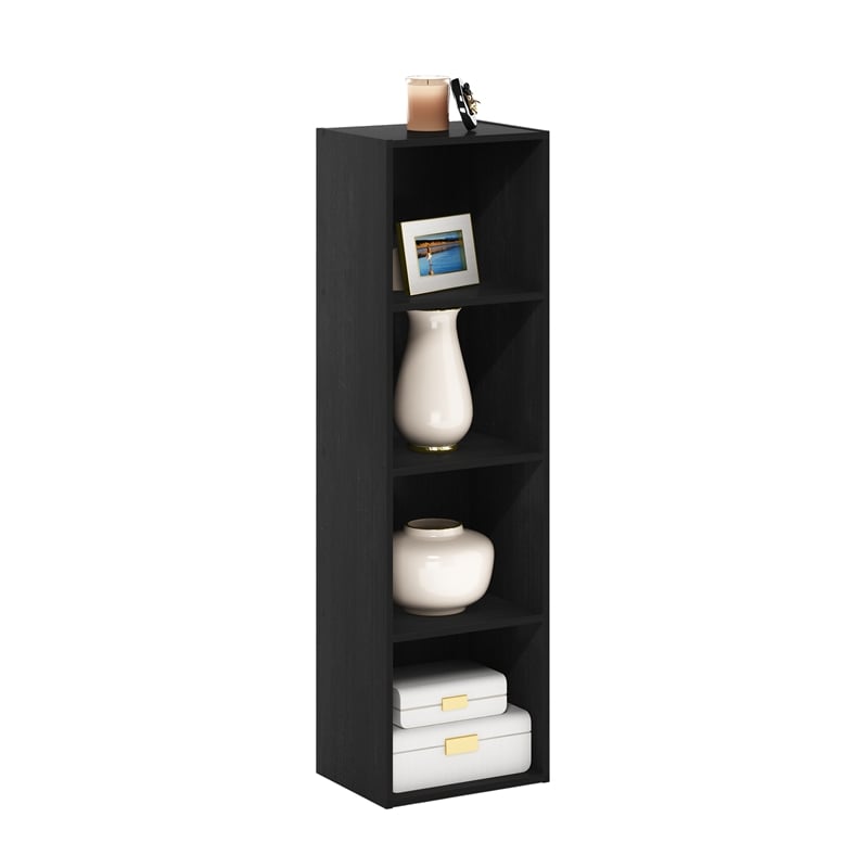 Pemberly Row Contemporary 4-Tier Open Shelf Bookcase in Blackwood