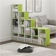 Pemberly Row Contemporary 4-Tier Open Shelf Bookcase in Green/White