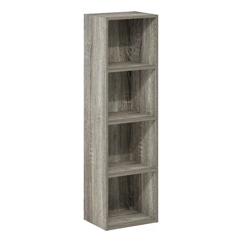 Pemberly Row Contemporary 4-Tier Open Shelf Bookcase in French Oak