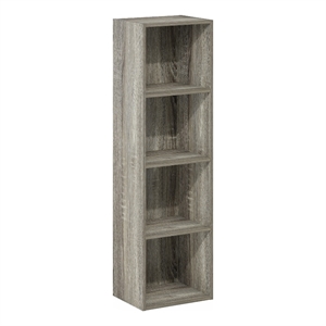 Pemberly Row Contemporary 4-Tier Open Shelf Bookcase in French Oak