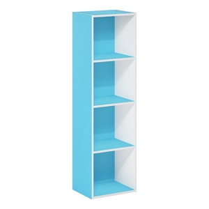 Pemberly Row Contemporary 4-Tier Open Shelf Bookcase in Light Blue/White