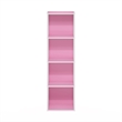 Pemberly Row Contemporary 4-Tier Open Shelf Bookcase in Pink/White