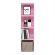 Pemberly Row Contemporary 4-Tier Open Shelf Bookcase in Pink/White