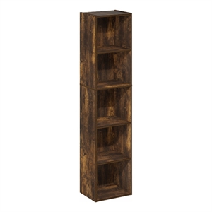 Pemberly Row Contemporary 5-Tier Open Shelf Bookcase in Amber Pine