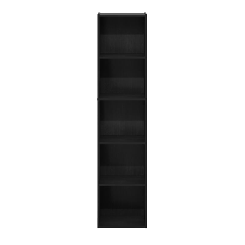 Pemberly Row Contemporary 5-Tier Open Shelf Bookcase in Blackwood