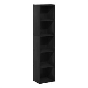 Pemberly Row Contemporary 5-Tier Open Shelf Bookcase in Blackwood