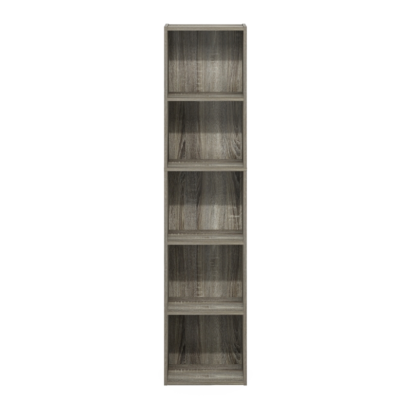 Pemberly Row Contemporary 5-Tier Open Shelf Bookcase in French Oak