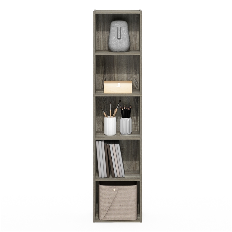 Pemberly Row Contemporary 5-Tier Open Shelf Bookcase in French Oak