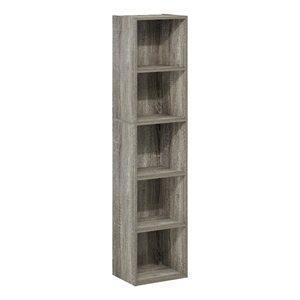 Pemberly Row Contemporary 5-Tier Open Shelf Bookcase in French Oak