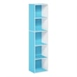 Pemberly Row Contemporary 5-Tier Open Shelf Bookcase in Light Blue/White