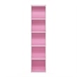 Pemberly Row Contemporary 5-Tier Open Shelf Bookcase in Pink/White