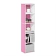 Pemberly Row Contemporary 5-Tier Open Shelf Bookcase in Pink/White