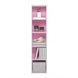 Pemberly Row Contemporary 5-Tier Open Shelf Bookcase in Pink/White