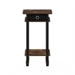 Pemberly Row Turn-N-Tube Tall End Table with Bin in Amber Pine/Black