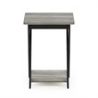 Pemberly Row Engineered Wood Criss-Crossed End Table in Oak Gray/Black