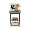 Pemberly Row Engineered Wood Criss-Crossed End Table in Oak Gray/Black